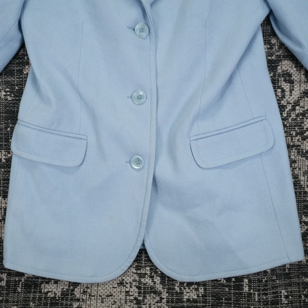VTG Worthington Petite Womens Chic Blazer Size 2P Light Blue Wool Retro 80s Coat